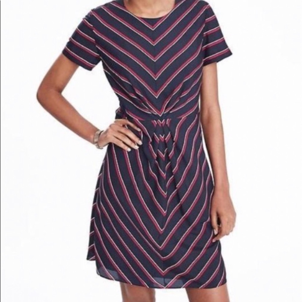 Chevron Twist Front Dress